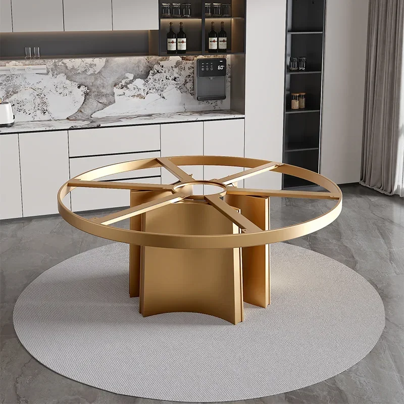 Italienischer runder Esstischsockel, Tischbeine aus Edelstahl mit Steinplatten, runde Tischbeine aus Marmor