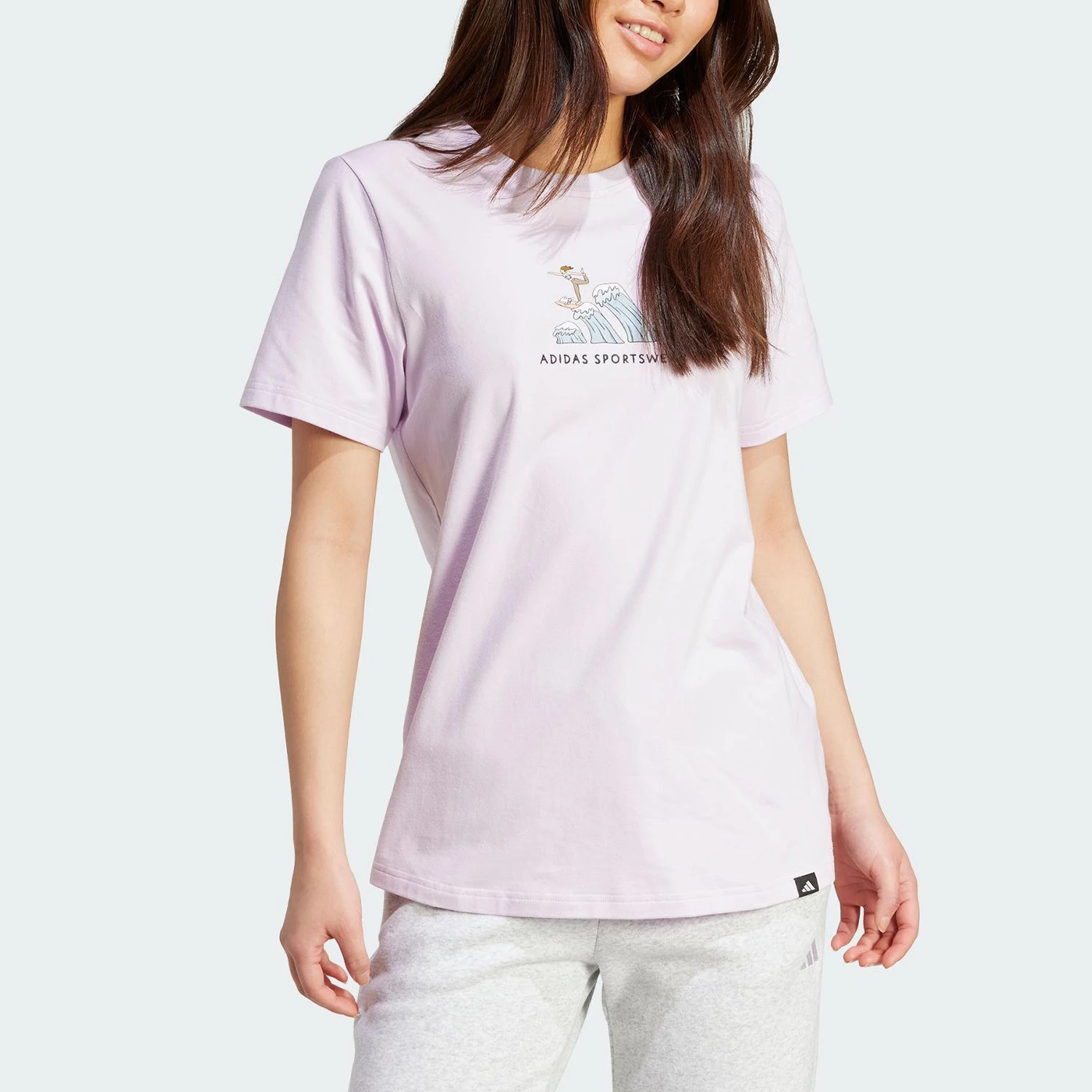 Adidas genuine summer women's plain knit round neck short sleeved shirt JX5328