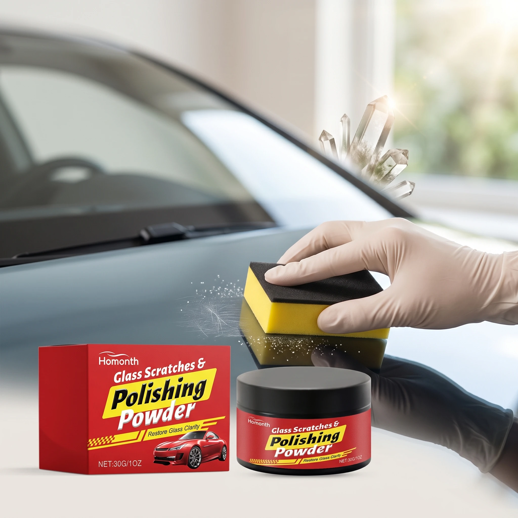 Glass Scratch Polishing Powder Restore Surface Defects Improve Glass Transmittance Optimize Driving Vision Windshield Repair Kit
