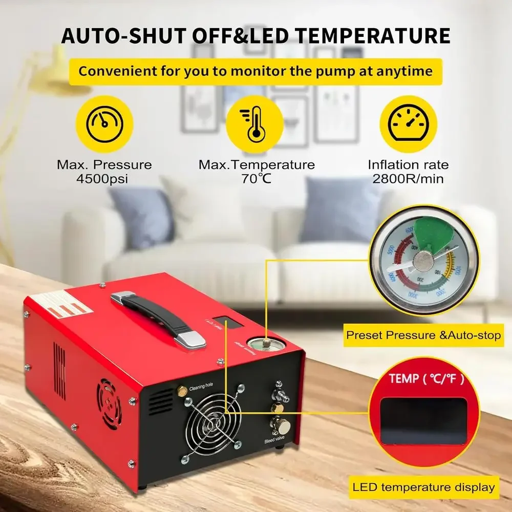 Portable 4500Psi Air Compressor for PCP Guns, Paintball Tanks, and High-Pressure Applications