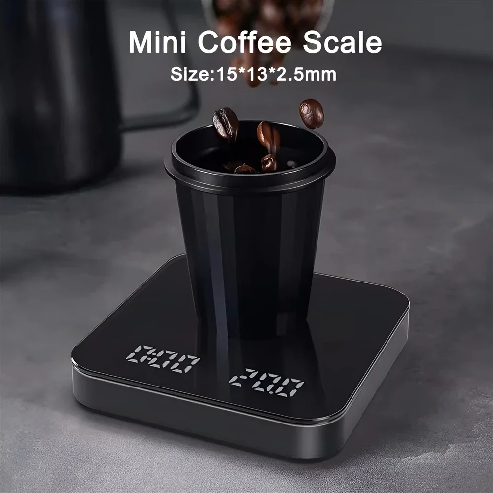 1Set Electronic Coffee Scale with Silicone Pad Digital Coffee Scale with Timer LED Display USB Charging Home Cafe Use Good Gift