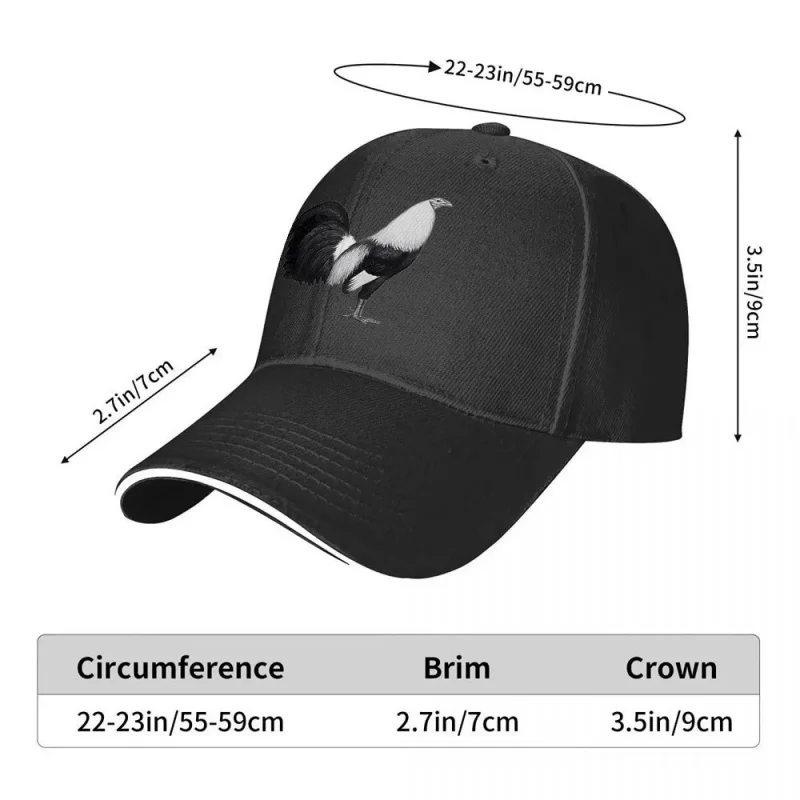 Black and White Feather Rooster Adjustable Baseball Cap