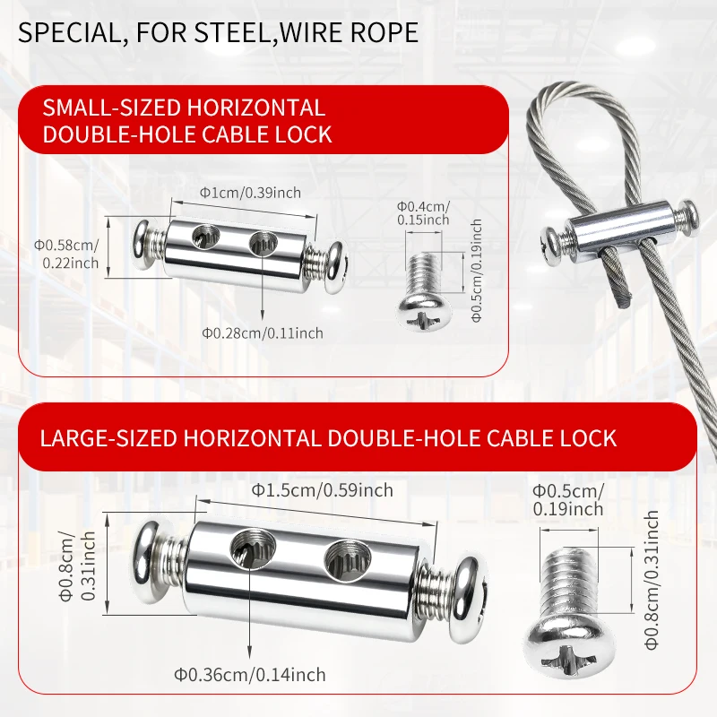 10-100PCS stainless steel cable clamps, adjustable double hole metal fixtures, used for 1-3mm stainless steel wire ropes