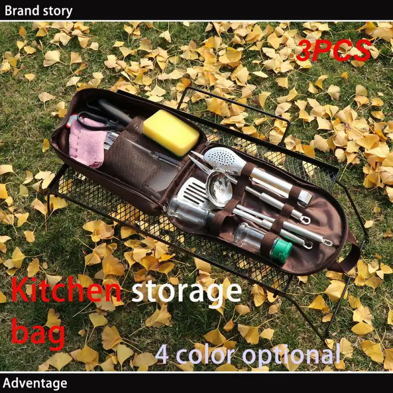 

3PCS Convenient Storage Bag Camping Efficient Camping Cooker Portable Cutlery Organizer Picnic Bag Functional Bbq Cutlery Bag