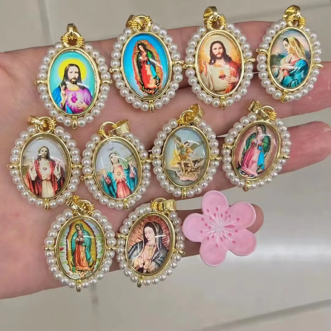 

10pcs, Fashion Drip Oil Virgin Mary Pendants Charms For Jewelry Making Religions Handmade Necklace Accessories