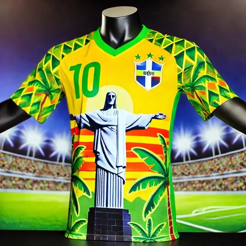 

Sports Jerseys Breathable Football T-Shirt Men Training Shirt Boy Special Edition Brazilian Jesus Redeemer Short Sleeve Moto