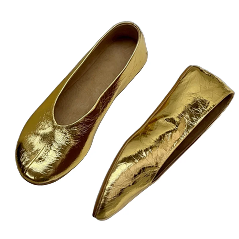 Withered French Lazy Retro Grandma Ballet Flat Shoes Women Fashion Ladies Round Toe Minimalist Slip-on Loafers Soft Shoes Girls