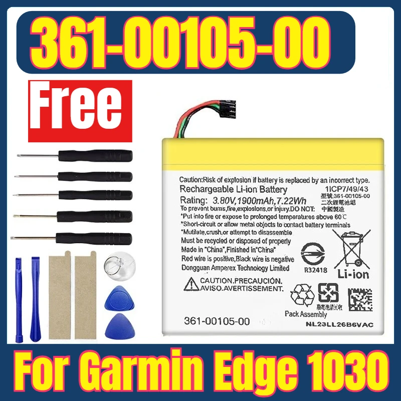 361-00105-00 Battery High Quality Replacement Battery for Garmin Edge 1030 Bicycle Speed Meter 1900mAh + Free Tools