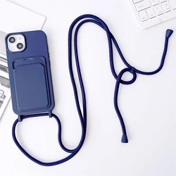 Wallet Crossbody Lanyard Case For iPhone 15 13 Pro Max 11 12 X XR XS Max 14 Plus Card Slot Soft Silicone Neck Rope Strap Cover