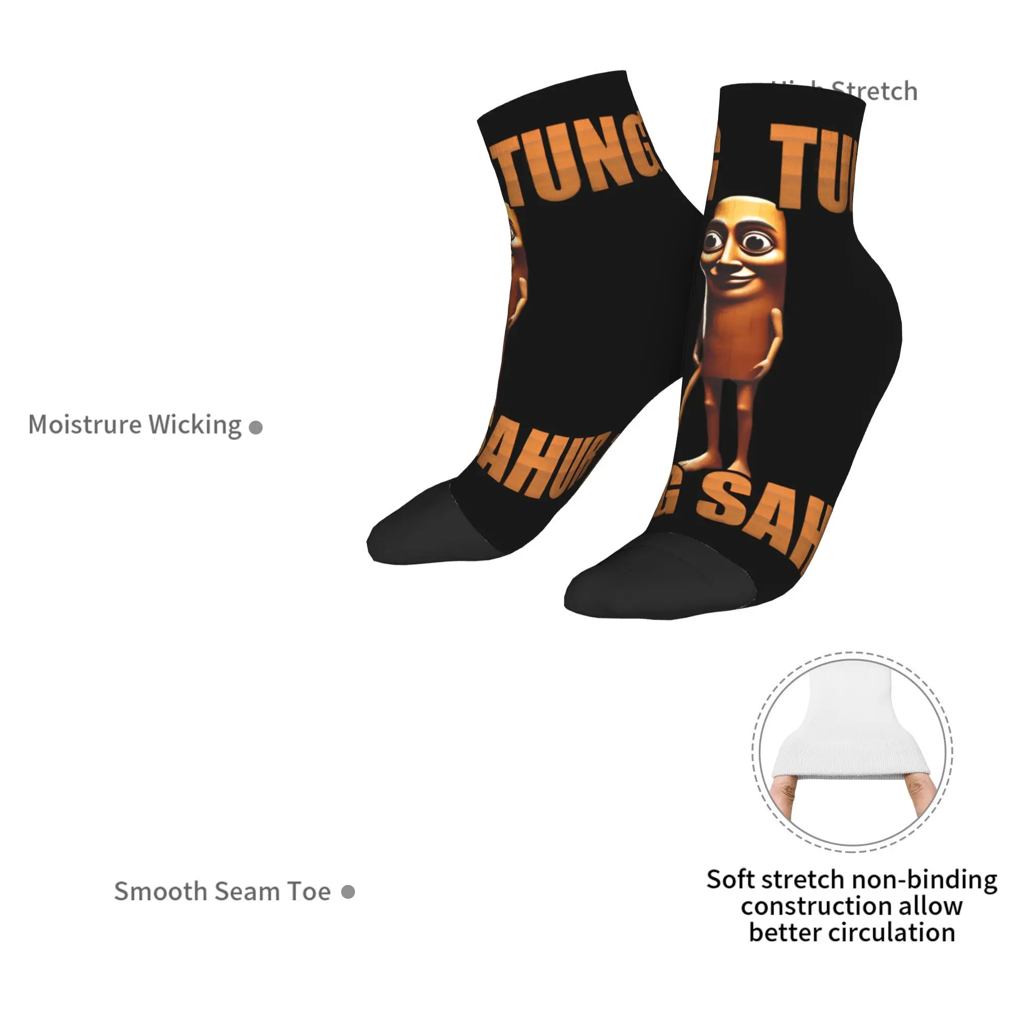 Tung Tung Tung Sahur Meme Italian Brainrot Ankle Socks Couple  Soft Funny Sock Summer Outdoor Sports Non Slip Custom Socks Gift