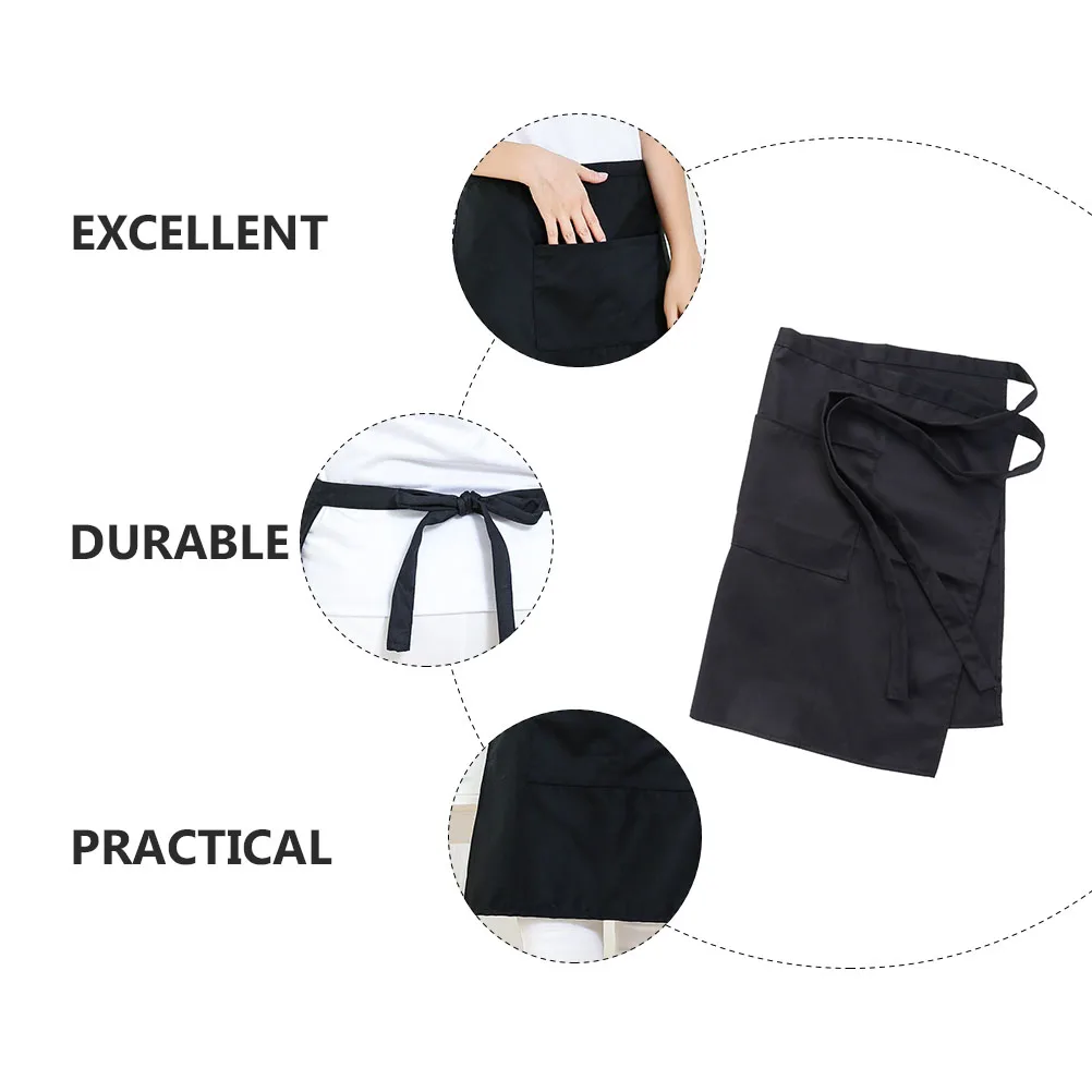 

Polyester Half length Chef Apron Practical Kitchen Cooking Bib Pocket Design Water Oil Resistant Easy Wear for Restaurant Home