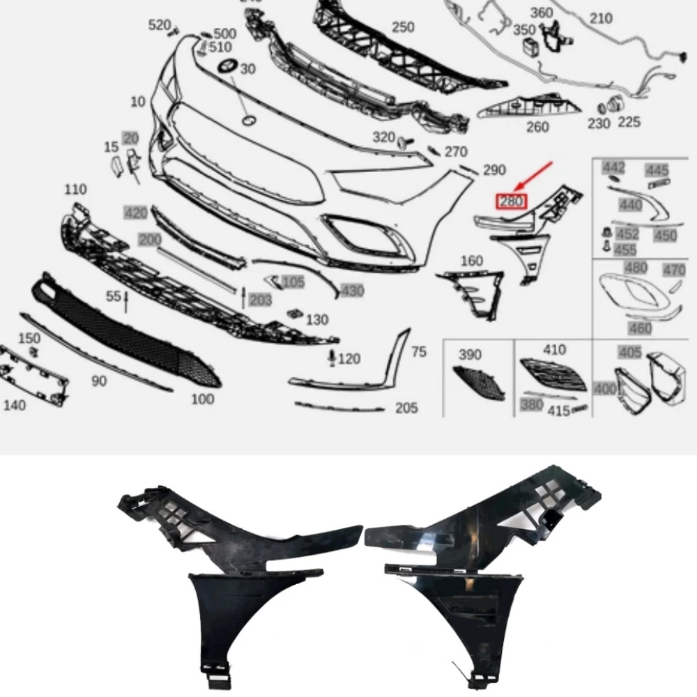 

Front Bumper Bracket A1188853501 A1188853601 For MERCEDES-BENZ CLA -Class W118 C118 CLA350 2020-2022