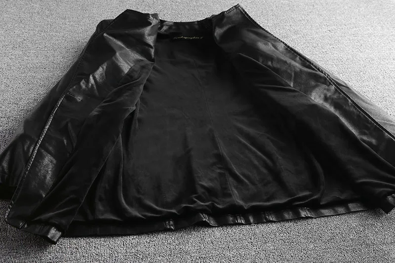 2025 Autumn Women Leather Coat Suit Collar Leather Jacket Black