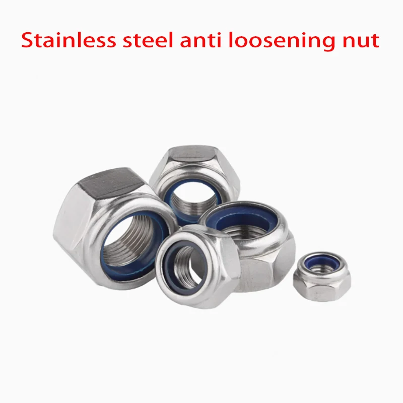 1-50pcs 304 Stainless Steel Hex Nylon Lock Nuts M2 M2.5 M3 M4 M5 M6 M8 M10 M12 M14 Hexagon Hex Self-locking Nylock Nut Locknuts.