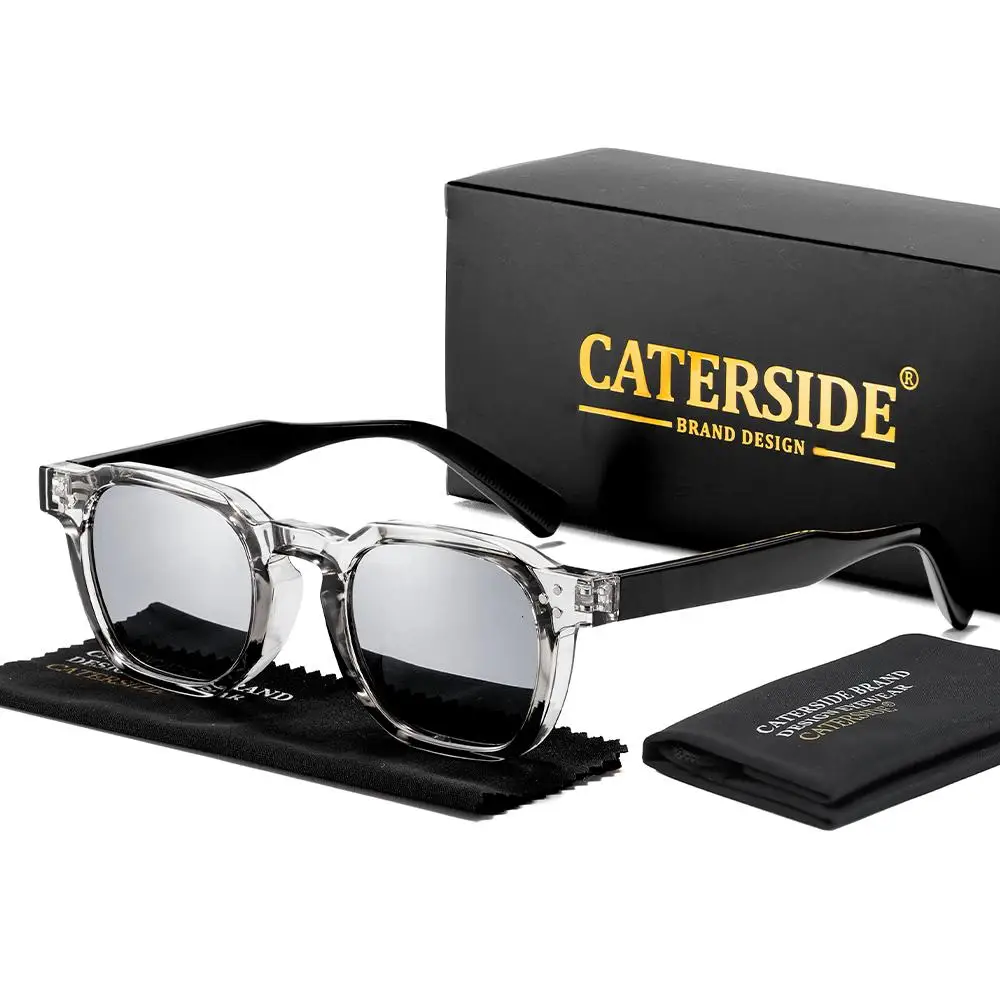 CATERSIDE Modische Herren-Sonnenbrille Markendesign Quadratische Punk-Sonnenbrille Damen Outdoor Reise Party Dekoration Geschenk Brille UV400 – Detail 28