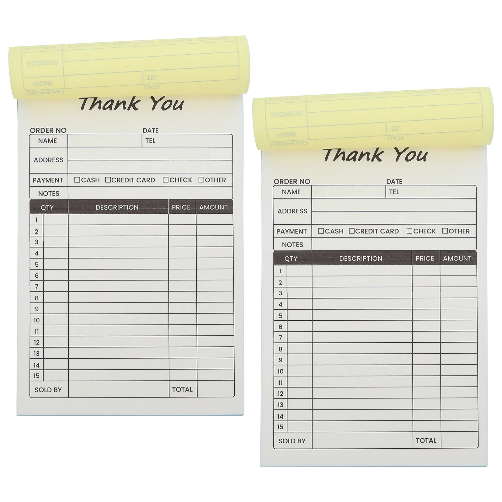 

2Pcs Order Invoice Book 2-Part Carbon Copy Receipt Book for Business Order Form Retail Restaurant Use Small Business Supplies