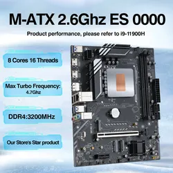 ERYING Gaming PC Motherboard i9 Kit with Embed 11th Core CPU 0000 ES 2.6GHz(Product Performance,Refer To i9 11980HK i9 11900H)