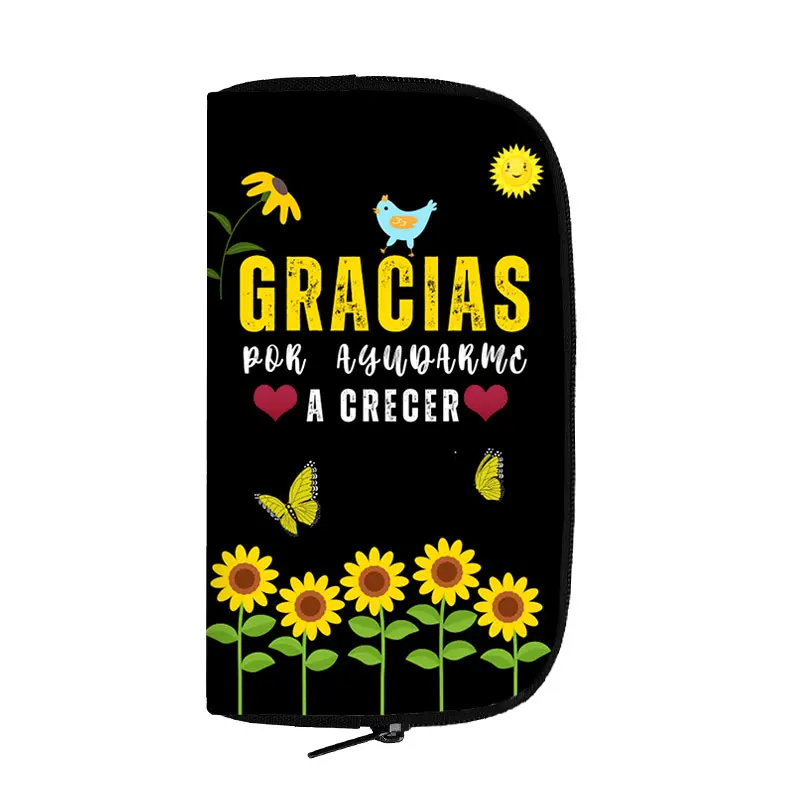 Gracias Maestra / Merci Maitresse Coin Purse Thank You Teacher Money Bags ID Credit Card Organizer Women Coin Bag Long Wallets