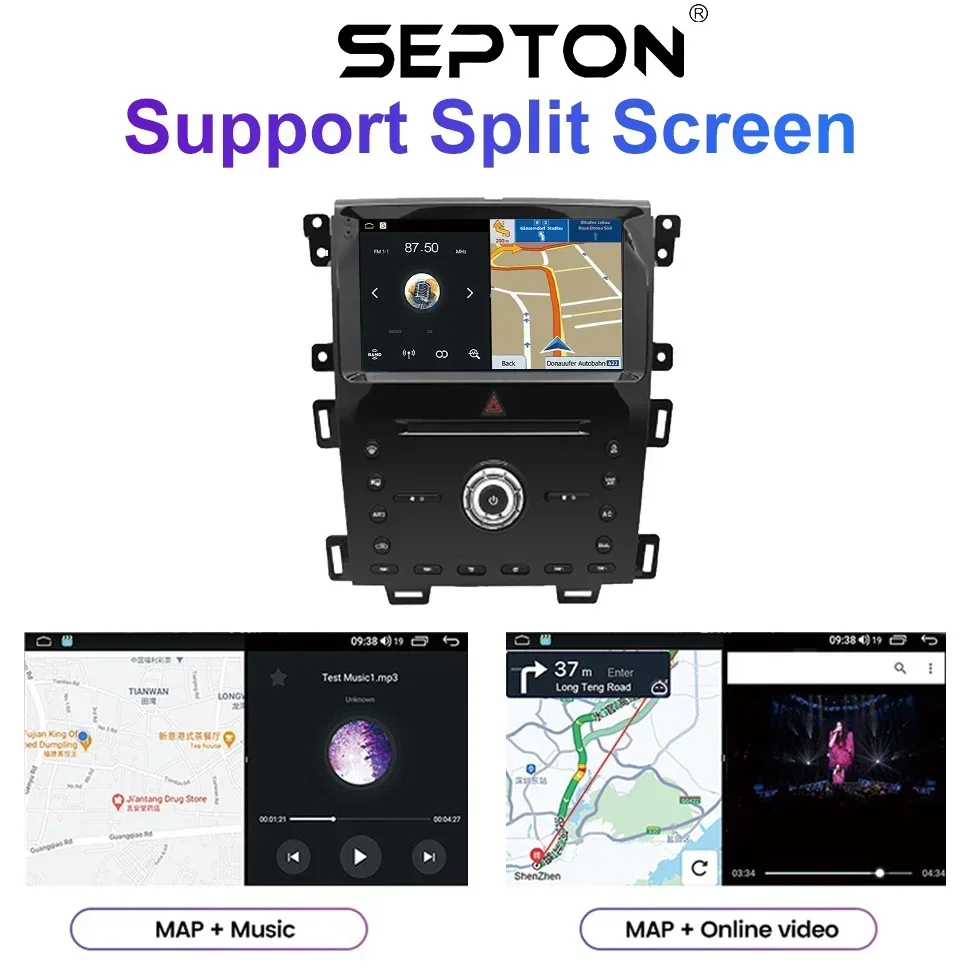 SEPTON Car Radio For Ford Edge 2009-2014 8+128G Wifi Car Multimedia Player GPS CarPlay Stereo 4G Auto Car Radio 8+128G