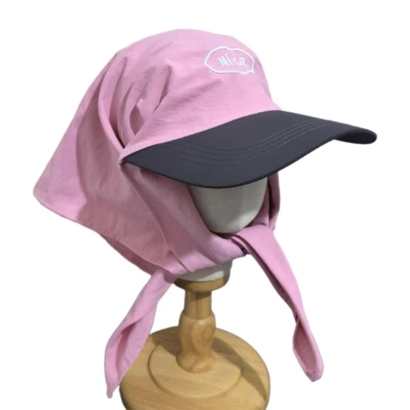 400A LongBrim Headwrap Hat Korean Baseball Hat Adult Embroidery Letter Sun Hat
