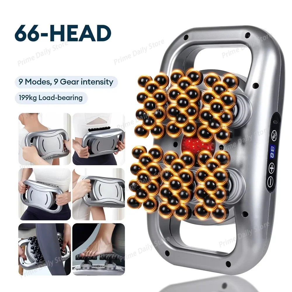 66-Heads Fascia Gun High-Frequency Vibration Body Massager Back and Waist Massager Neck Shoulder Massager Muscle Reliever