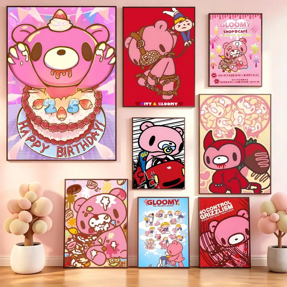 Character Gloomy BearS Poster Poster Kawaii Self Adhesive HD Wall Print Cute Home Bedroom Room Aesthetic Decor Gift