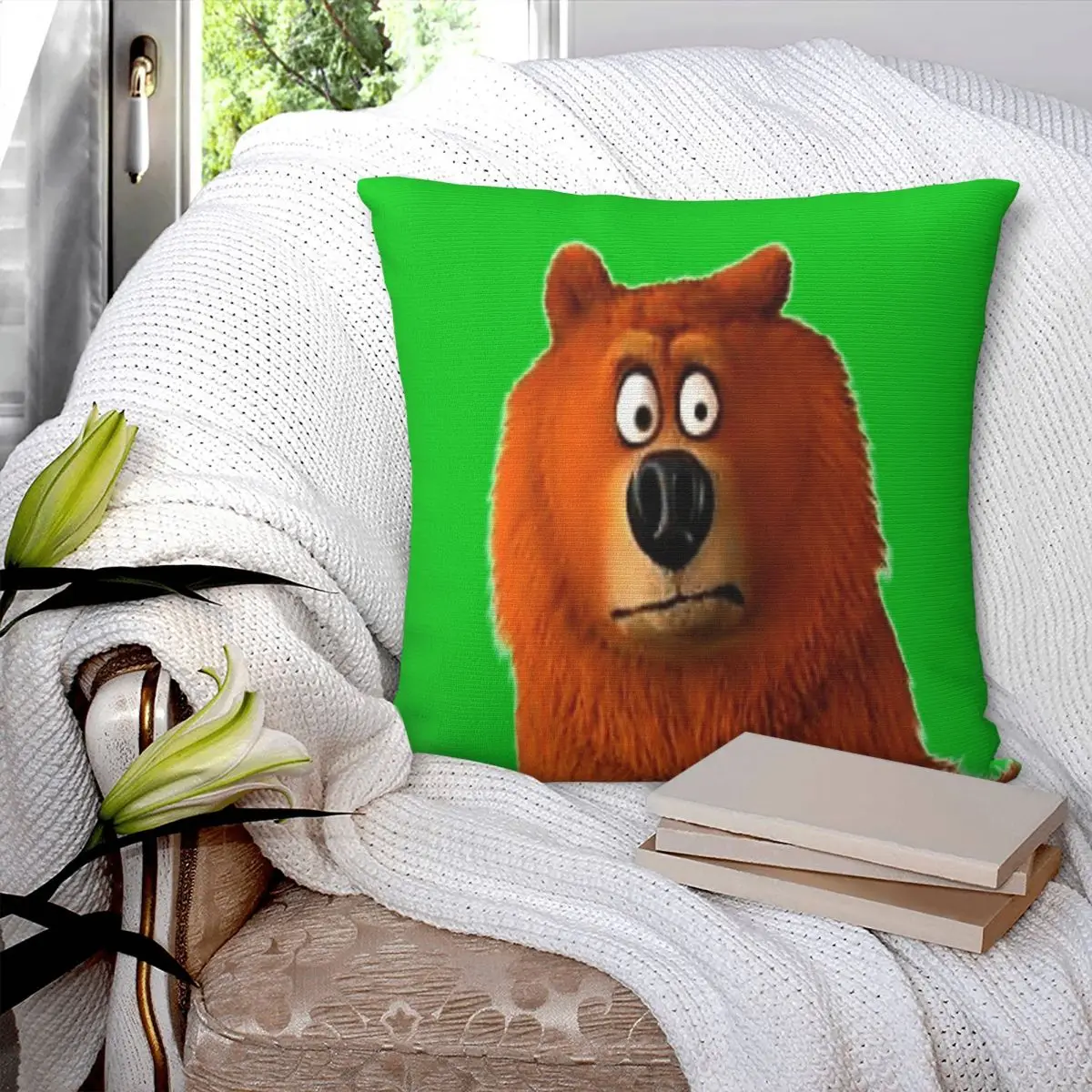 Grizzly Bear and Lemmings Funny Any Logo Cute Design Pillowcase Cushion Modern Large Size Custom Anime Pillowcase Customizable