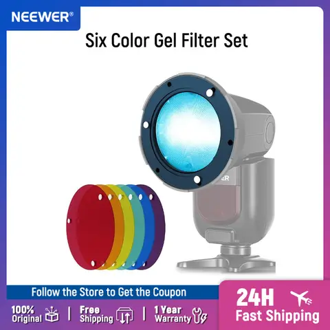NEEWER Six Color Gel Filter Set Magnetic Flash Accessories Kit for Square Head Speedlight & Z1 Z2 Z2PRO Z3 Z2II Camera Speedlite