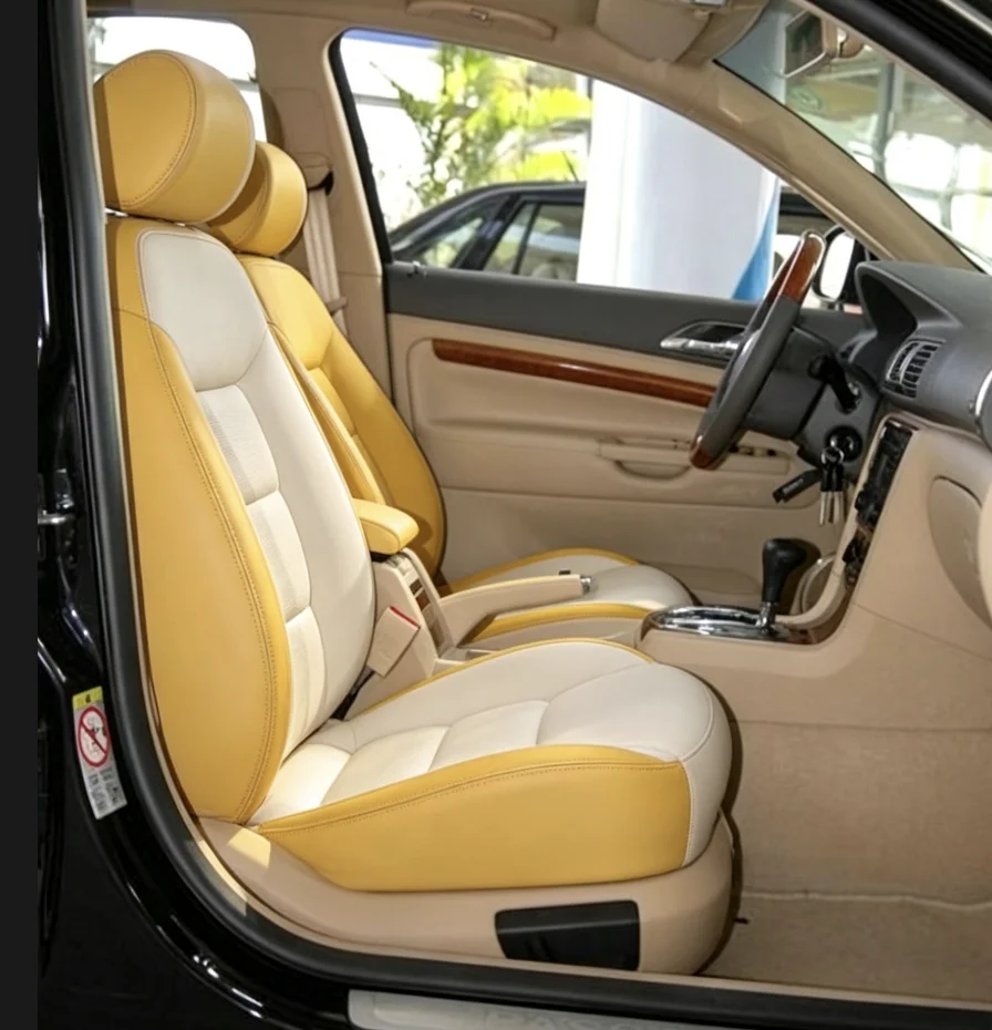 Für Passat B5 2000~2004 Maßgefertigte Autositzbezüge Luxuriöses Nappaleder 100% Passgenau Innenausstattung 360 ° Vollständige Abdeckung – Detail 3