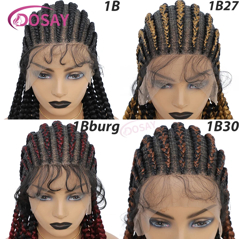 36" synthetische geflochtene Perücken volle Spitze Perücke Zöpfe Haar Perücke Spitze vorne Cornrow Box knotenlose Zopf Perücke Flechten Haar für schwarze Frauen