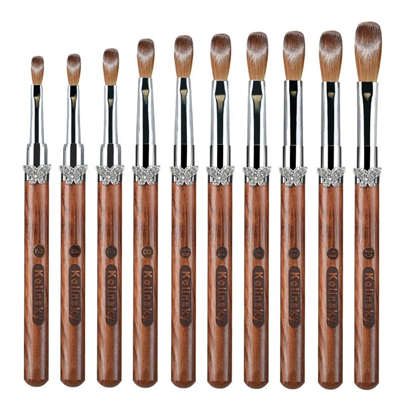 Kolinsky – brosse à ongles avec manche noir, 1 pièce, pour Nail Art, acrylique, Gel UV, stylo de sculpture, poudre liquide, bricolage, peinture des ongles, outils de dessin