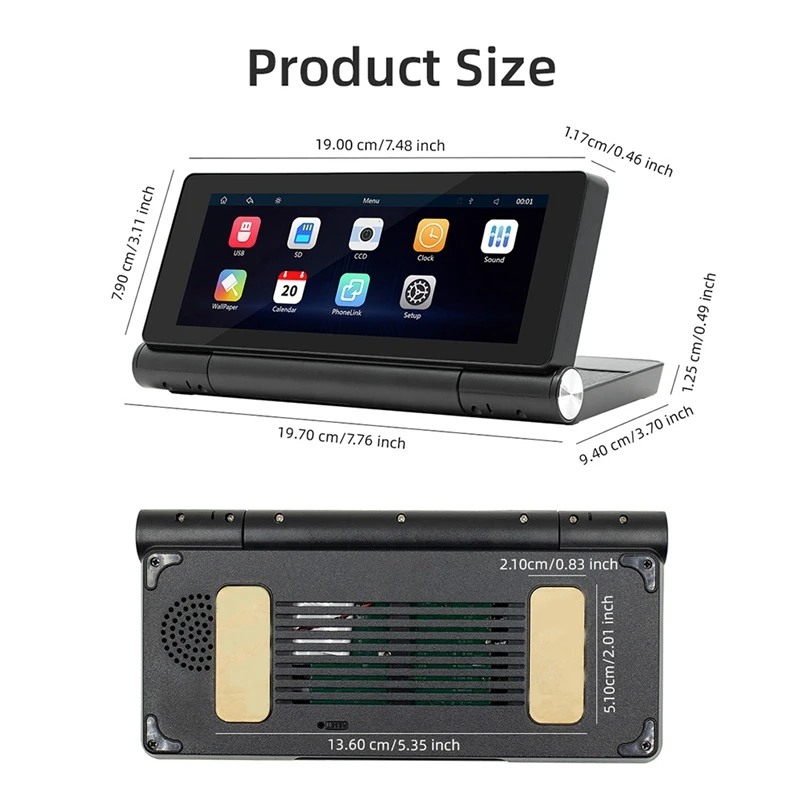 6.86Inch Car Portable Adjustable 180 Degrees Flip Screen Car Wireless Carplay Android Auto Touch Navigation Screen