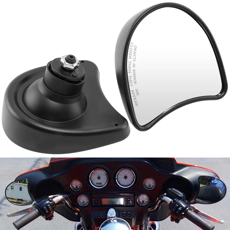 

Motorcycle Black Rearview Mirror 10mm Rear View Side Mirrors For Harley Touring Street Glide FLHX Electra Glide FLHT FLHTK 96-13