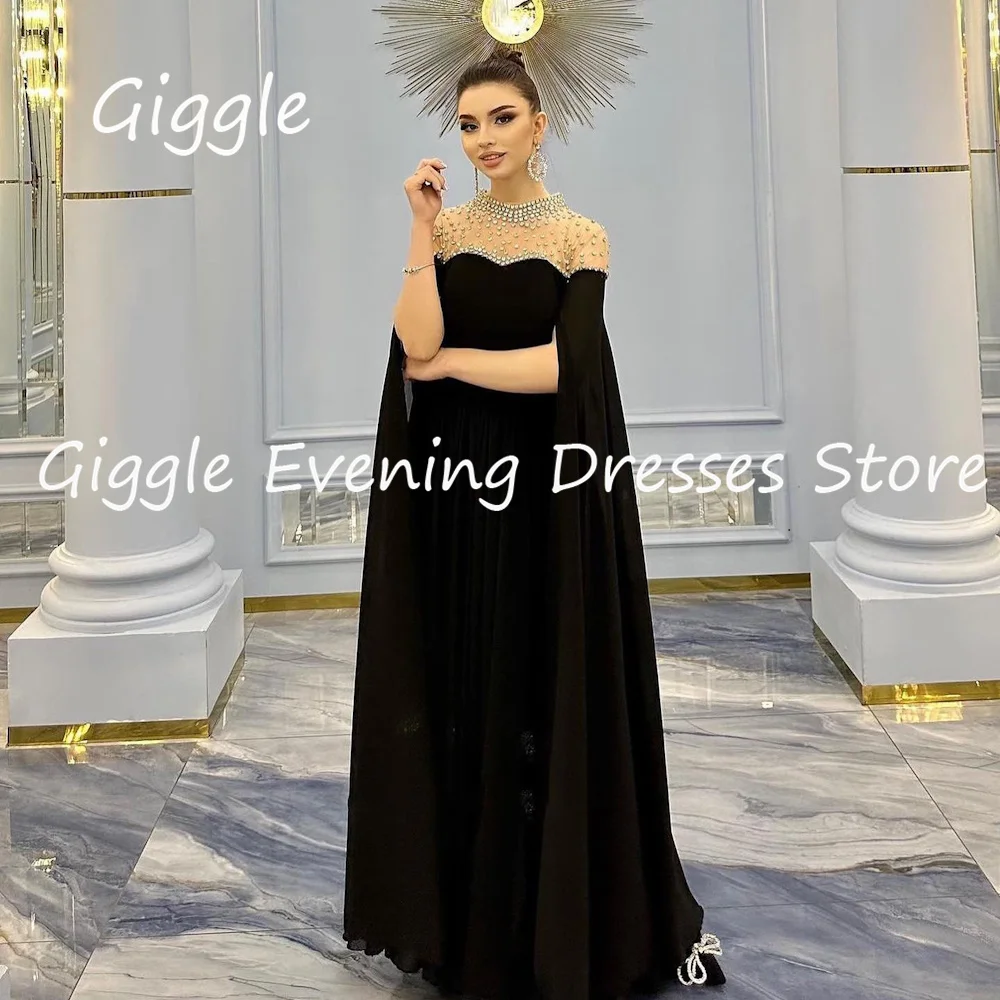 Giggle Chiffon A-line O-neck Beading Formal Elegant Prom Gown Ankle-length luxury Evening Pretty Party Dresses for Women 2023