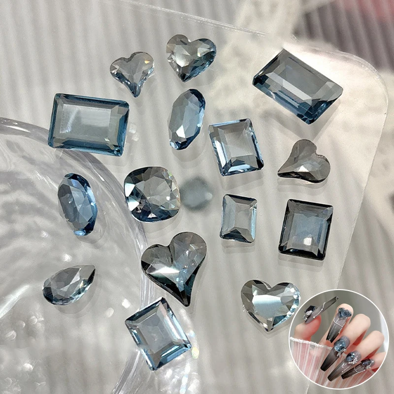 أظافر مختلطة للمانيكير ، أظافر فاخرة ، مجوهرات كريستال لامعة ، أحجار كريمة تزيين فنية للأظافر ، 10 دلايات