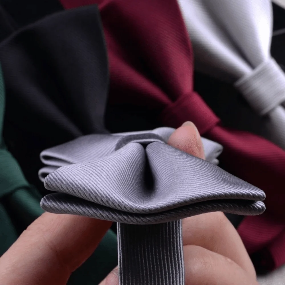 Simple Solid Color Bowknot Bowtie Slim Adjustable Men Ties Satin Formal Classic Ties Cloth Accessories