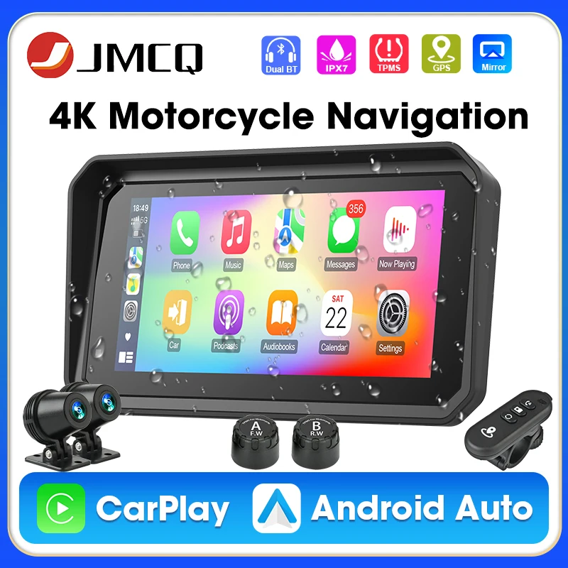 

5/6,25 дюймов мотоцикл Carplay спереди 4K + задний 1080P Moto DVR GPS-навигация беспроводной Carplay Android Auto IPX7 водонепроницаемый