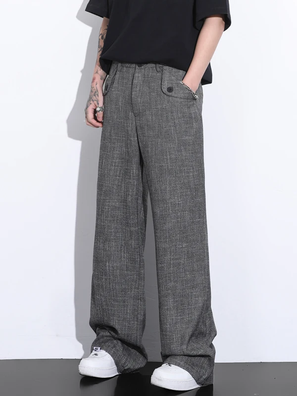 

American Retro Men's Casual Pants Draped ey Straight Loose Fit Spring Autumn New Sle Wide Leg West Pants