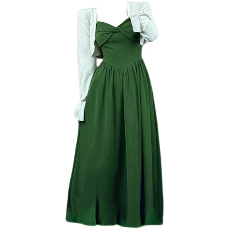 

Женский комплект Street Sle V-Ne Svel Midi Dr And Cardigan больших размеров, утягивающая юбка трапециевидной формы ort Sve irt Dr