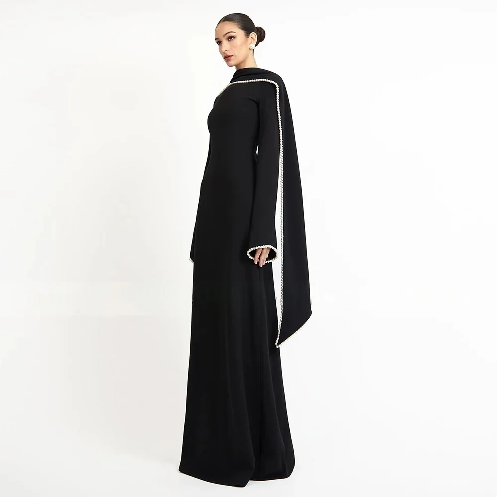 JDY Aangepaste avondjurk met lange mouwen sjaal parel dames avondjurk elegante bruiloft jurk ivoor فستان