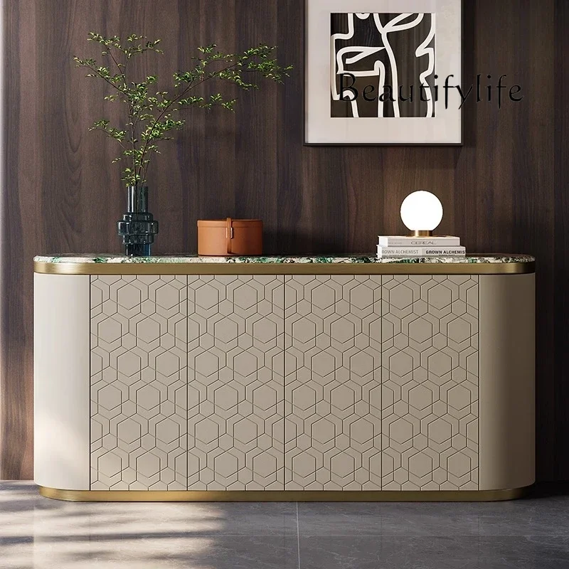 

R K Light luxury dining side cabinet storage Italian postmodern villa large flat floor marble restaurant senior entrance shoe ca