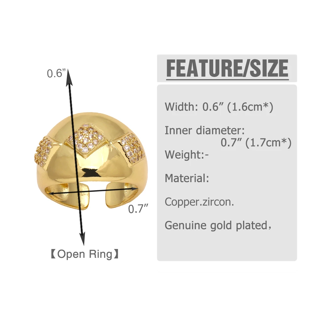 OCESRIO Fashion White Crystal Crossover Statement Rings for Women Copper Gold Plated Connect Open Ring Jewelry Women Gift rign91