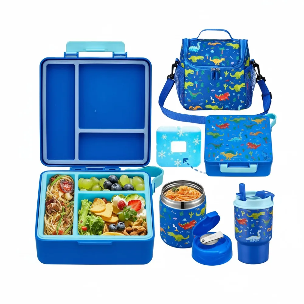 

Детский ланч-бокс Bento с динозавром, термо-супом на 17 унций, герметичным контейнером и изолированной сумкой для школы