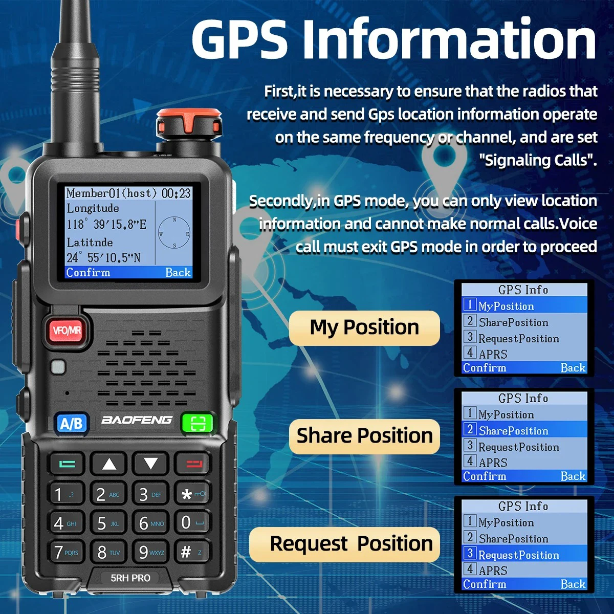 Baofeng UV-5RH PRO GPS Walkie Talkie Multi Band Wireless Copy Frequency Type-C Charger Upgrade UV-5R UV-17 Pro Gps Ham Radio