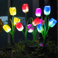 1pc solar tulip flower light, waterproof solar light, outdoor garden decoration, lawn, path, courtyard decoration, gift for mom