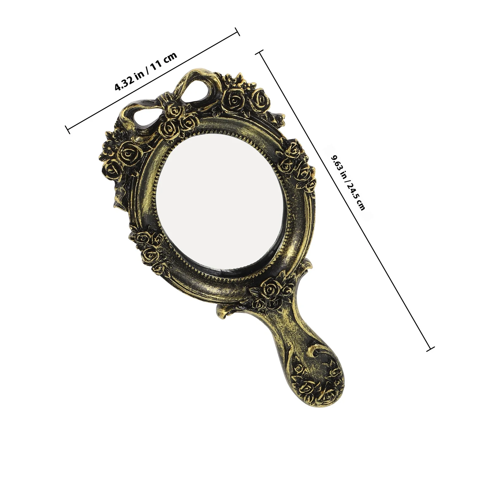 Portable Vintage Makeup Mirror Handheld Retro Style Embossed Clear Reflective Surface Ideal for Travel and