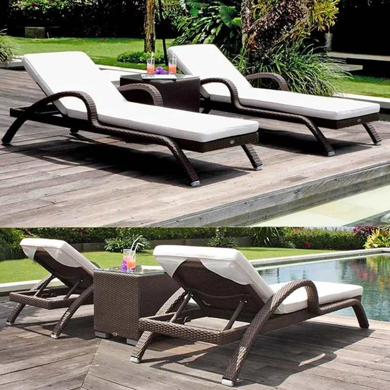 Outdoor Furniture Seaside Beach Resort Pool Loungers Outdoor Beach Chairs Hotel Clubhouse Villa Rattan Chairs