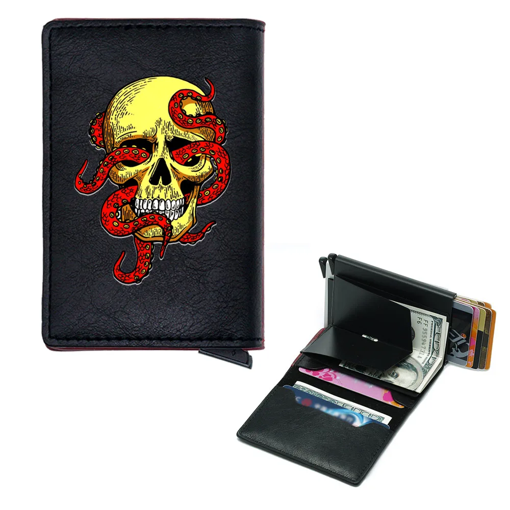 

Funny Octopus Skull Printing Rfid Credit Card Holder Men Wallets Bank Cardholder Case Small Slim Thin Mini Women Wallet