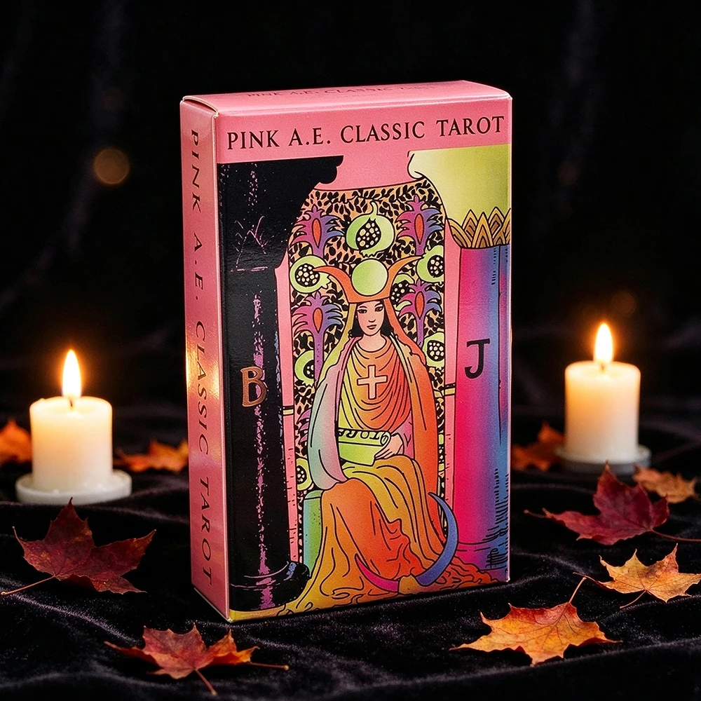Pink A.E. Classic Tarot Deck 78 Cards English Version Tarot Cards for Beginners Spiritual Divination Board Game Cards Game Gift