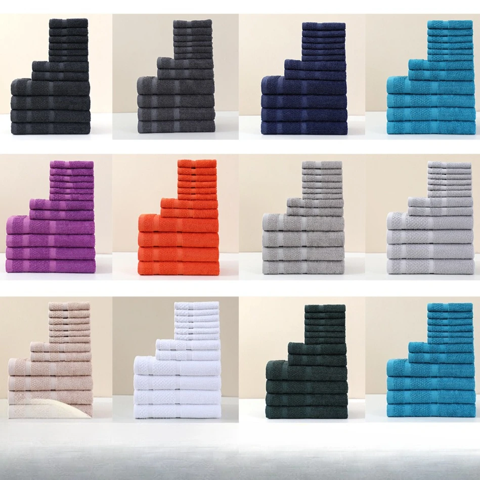 12Pcs Microfiber Towel Set Absorbent Soft Coral Velvet Hand Face Beach Bath Towels Camping Bathroom Home Supplies